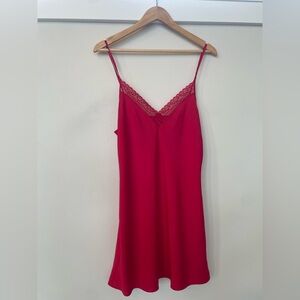 Vintage Red Night Gown Satin Silk Slip by Linea Donatella